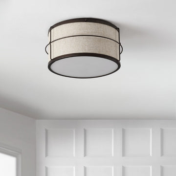 Evan 14" Rustic Farmhouse Iron LED Flush Mount - JONATHAN Y